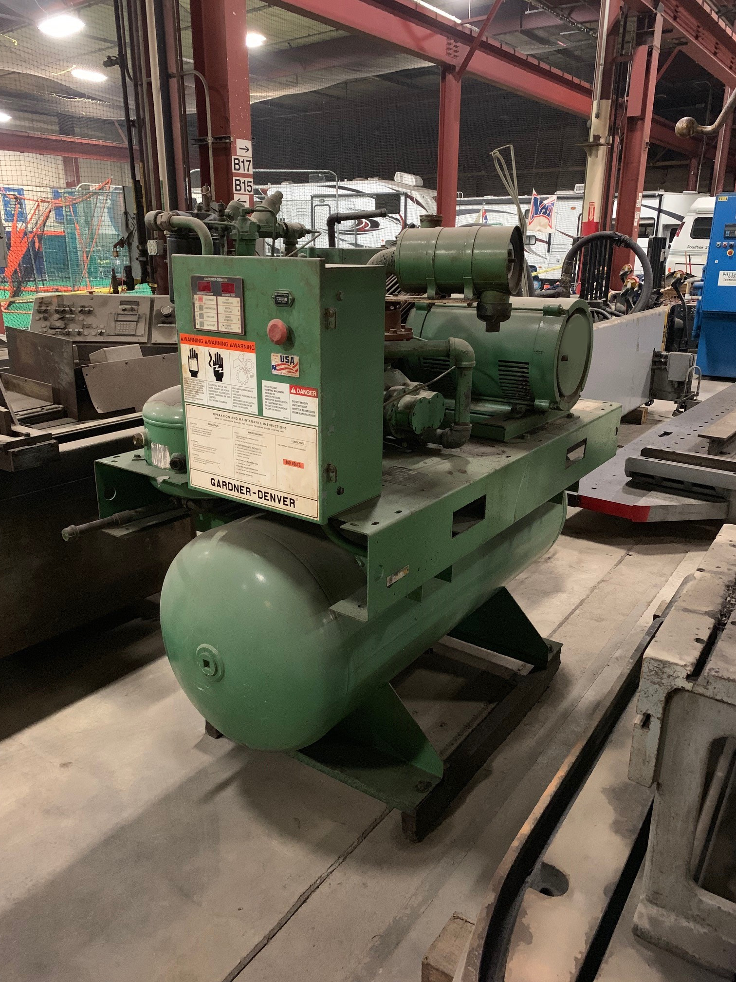 (1) PREOWNED GARDNER DENVER AIR-COOLED ELECTRA-SCREW COMPRESSOR, MODEL EJBRGB-ABCAB9C, S/N M60098, YEAR 1991